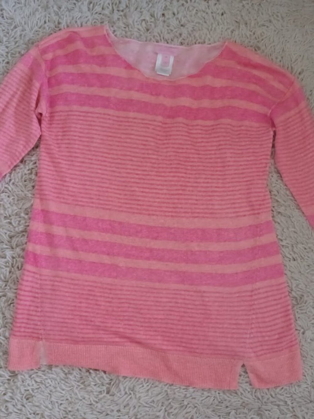 Lilly Pulitzer 100% Linen Sweater Womens M Pink Striped Lightweight Knit Top - Picture 2 of 7